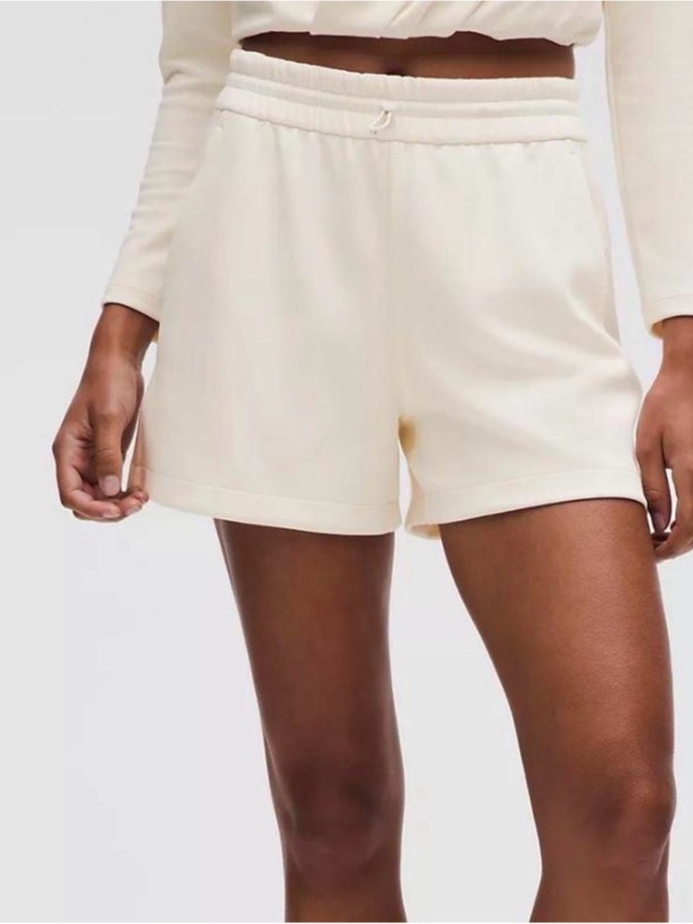 lululemon athletica Light Cream Elastic-Waist Athletic Shorts